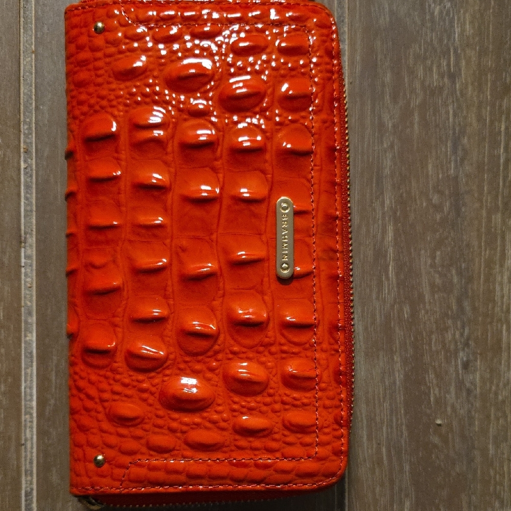 Brahmin Vibrant Orange Croc Wallet